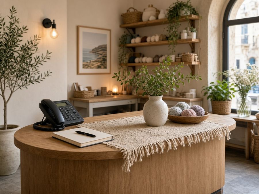 Contact desk at Studio Misty Summit in Valletta