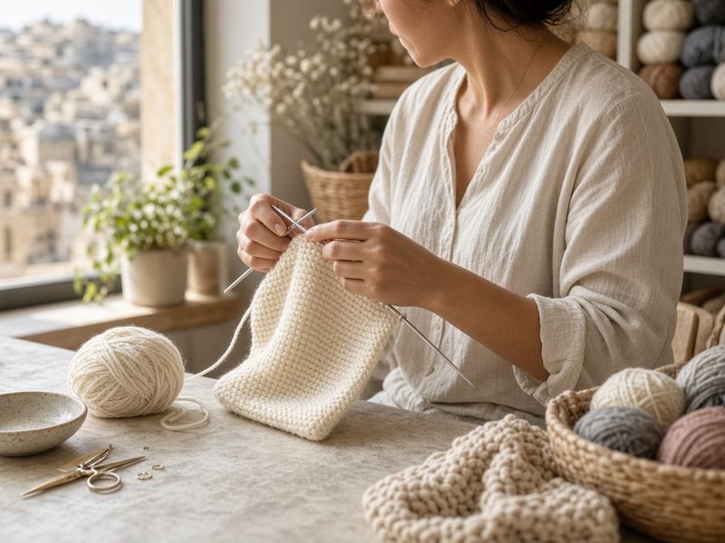 Beginner knitting at Studio Misty Summit